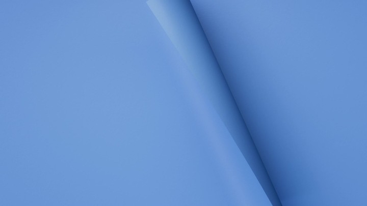 Gentle wave of curled blue paper flows left to right with layered shadows and depth. Polished seamless loop for titles. 3d render animation.