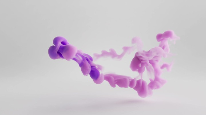 Captivating 3D animation. Pink smoke trail swirls chaotically on a white background, eventually dissolving and fading away. Fantastic morphing effect